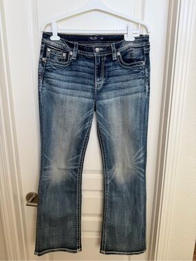 NWT Miss Me Los Angeles Slim Boot Jeans Sz 34 Sequin Bling Flap Pocket J3502B6R